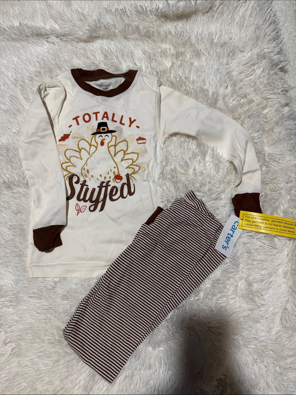 Carter's Cream & Brown 'Totally Stuffed' Turkey Pajama Set